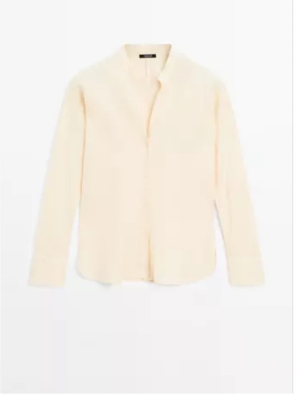 Massimo dutti Cream linen Button-Up Blouse stand up collar
